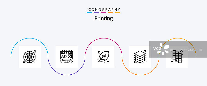 包含目录的印刷线条5图标包图片素材