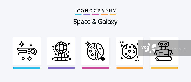 太空星系线性图标合集图片素材