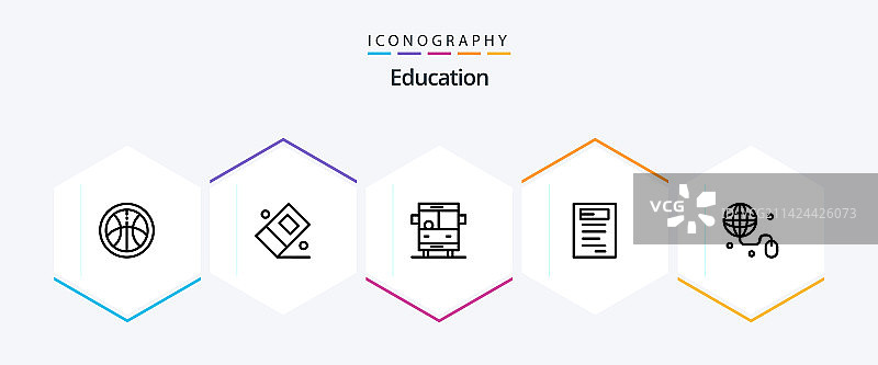 包含教育的25个线性教育图标包图片素材