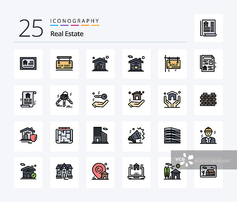 25个房地产线性图标合集图片素材