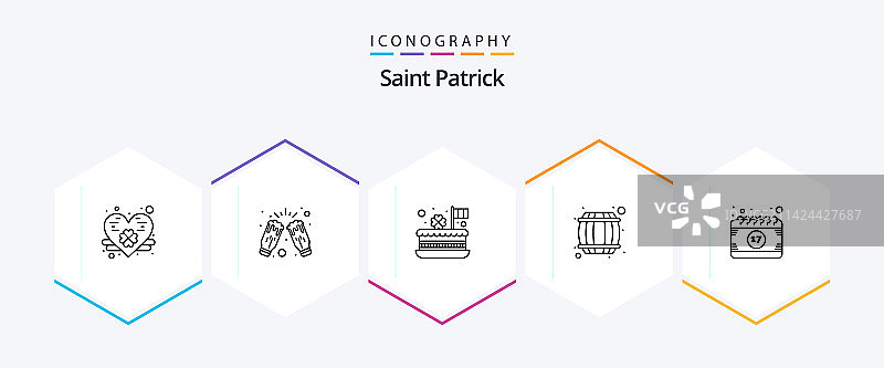 圣帕特里克节25线条图标包图片素材