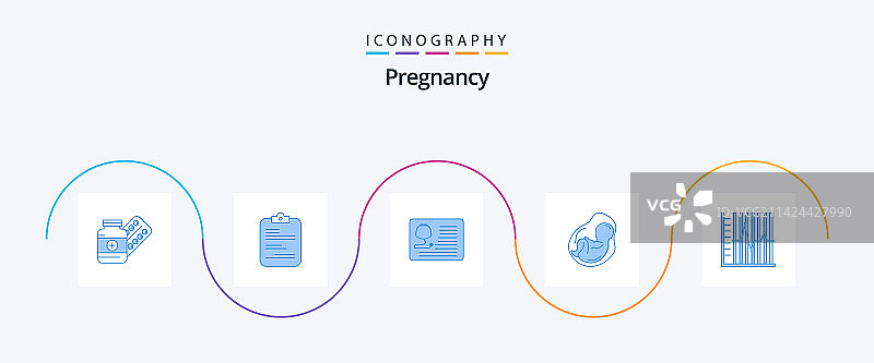 包含婴儿的蓝色孕期图标图片素材