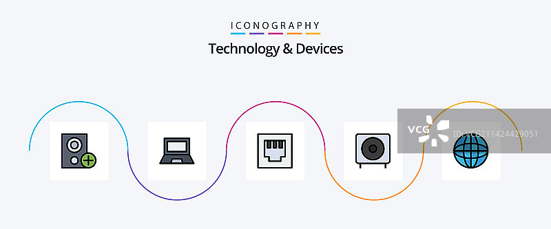 设备线条填充扁平风格5图标包图片素材