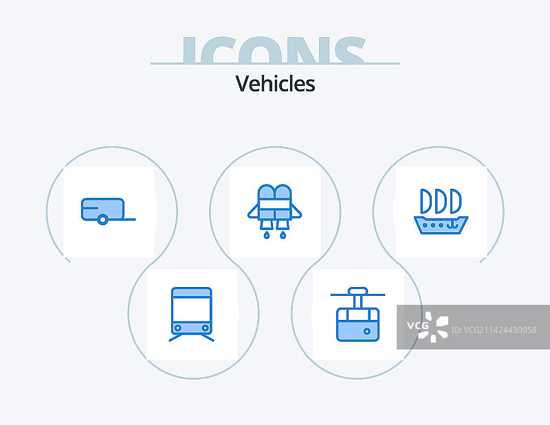 蓝色车辆图标包（5个拖车图标设计）图片素材