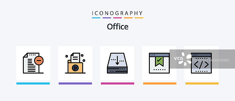 办公室线条填充5图标包：流媒体等图片素材