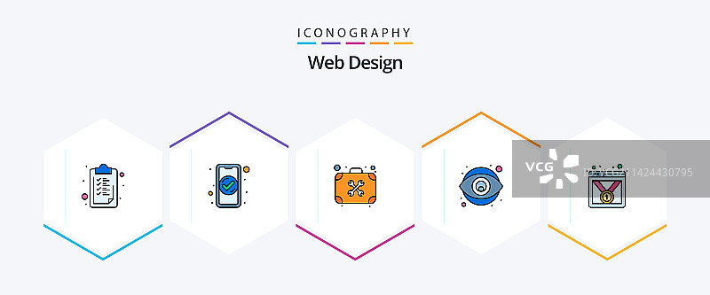 网页设计25个填充线条图标包图片素材