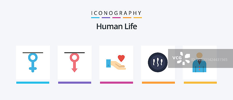 包含人类精子的扁平风格5个图标包图片素材