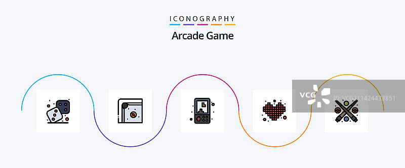 街机线性填充扁平5图标包图片素材