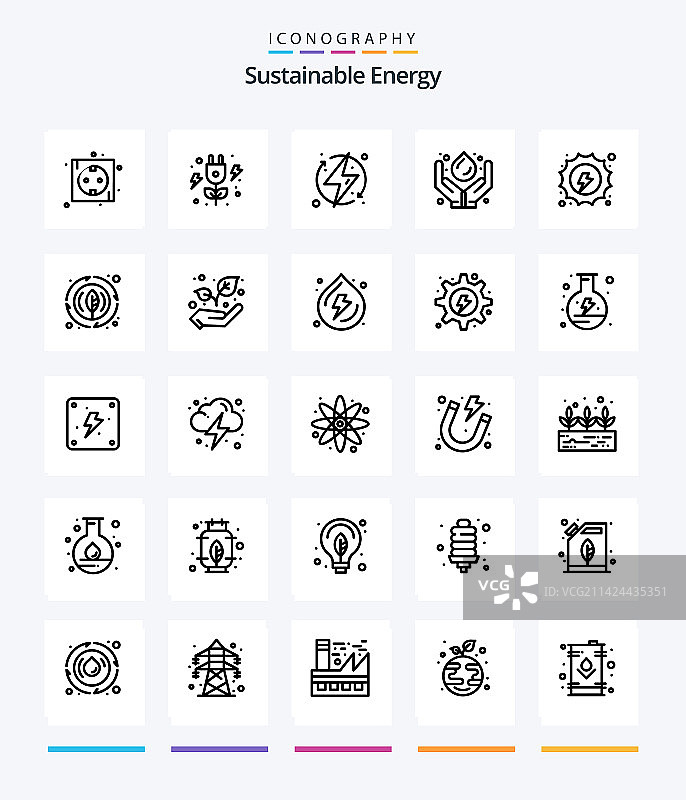 创意可持续能源25轮廓图标包图片素材
