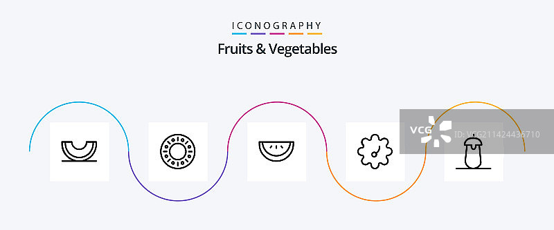 5个线性水果蔬菜图标包图片素材