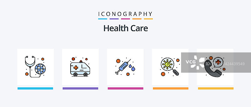 医疗保健线性填充图标包图片素材
