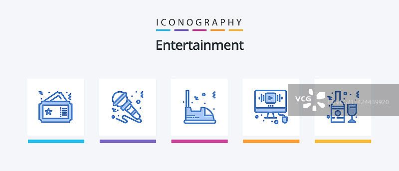 包含在线内容的娱乐蓝色5图标包图片素材