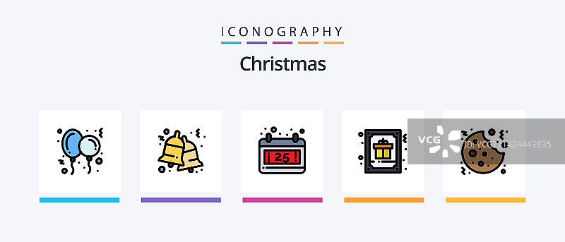 圣诞节线性填充风格图标包（共5个）图片素材