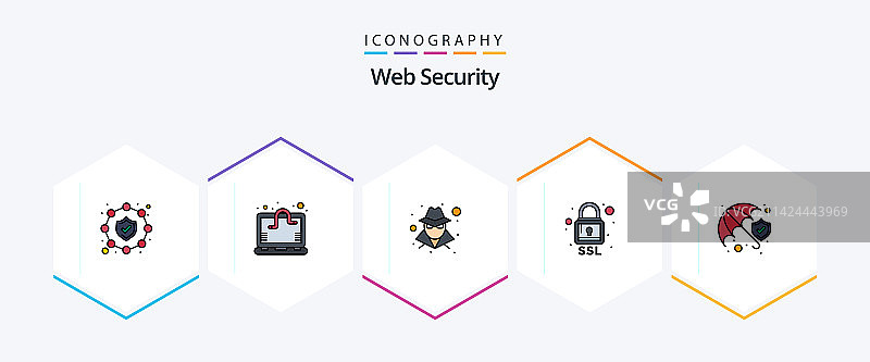 网络安全25个填充线图标包图片素材