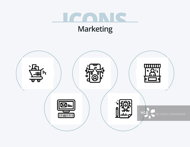 营销线性图标包，火箭设计图片素材