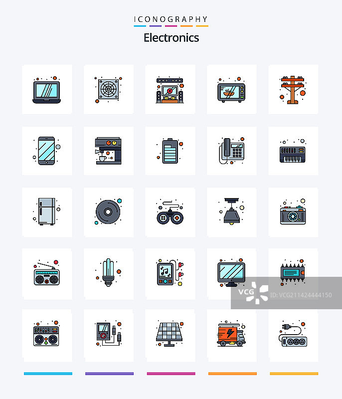 创意电子产品25线条填充图标包图片素材