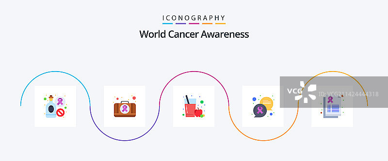 世界癌症意识扁平5图标包图片素材