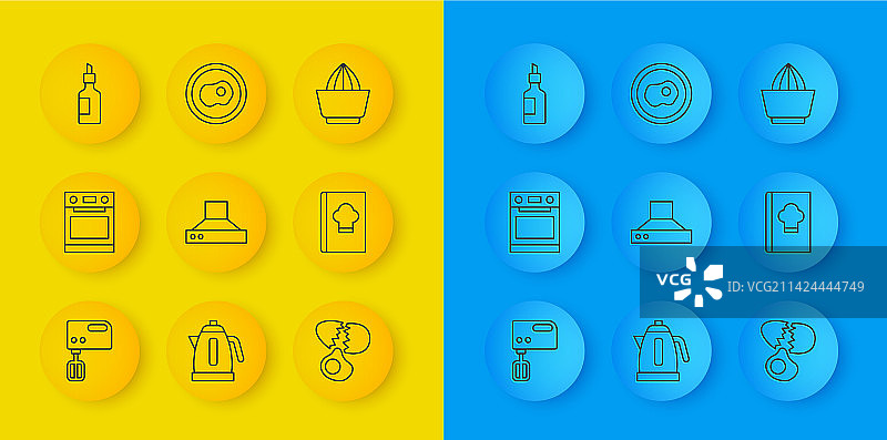 烤箱厨房抽油烟机电动搅拌机线条合集图片素材