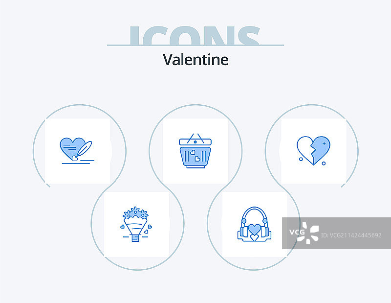 情人节蓝色图标包，5个图标设计图片素材