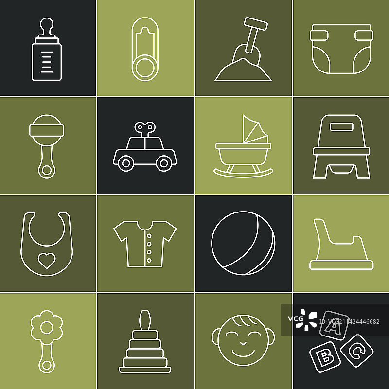 积木、婴儿便盆和沙箱图案图片素材