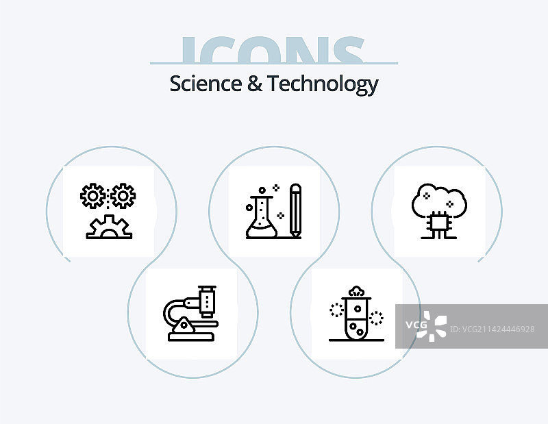 科技线性图标包5个图标图片素材
