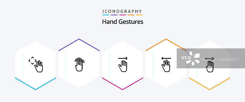 手势线性图标包25个，包含手指图片素材
