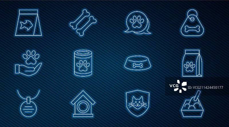 线条猫砂盆与铲子食物袋图片素材