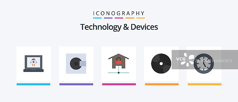 包含产品光盘的扁平设备图标套装图片素材