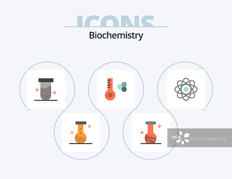 生物化学扁平图标合集（5个图标）图片素材