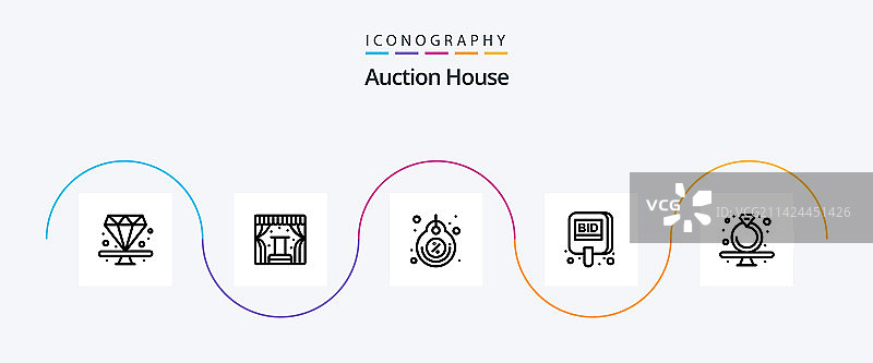 包含标签竞争的拍卖线性5图标包图片素材
