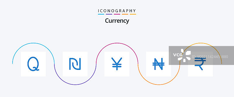 蓝色金融货币图标包（5个）图片素材