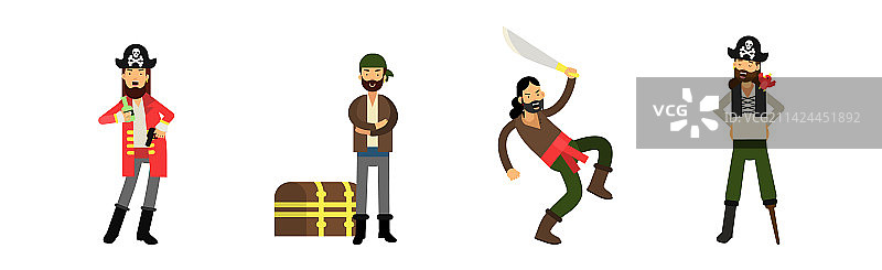 戴着帽子拿着军刀的络腮胡海盗图片素材