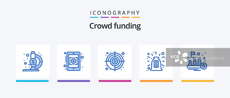 包含公众的众筹蓝色5图标包图片素材