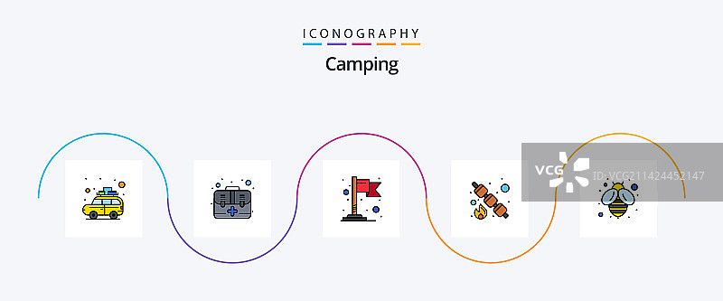 露营线性填充扁平5图标包图片素材