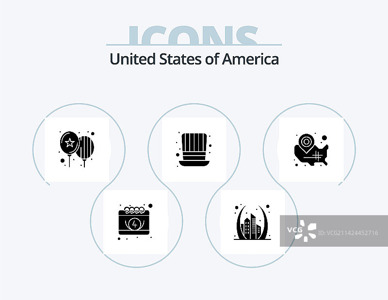 美国单色图标包，包含地图总统图片素材