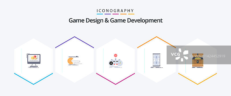 游戏设计与游戏开发25个扁平图标图片素材