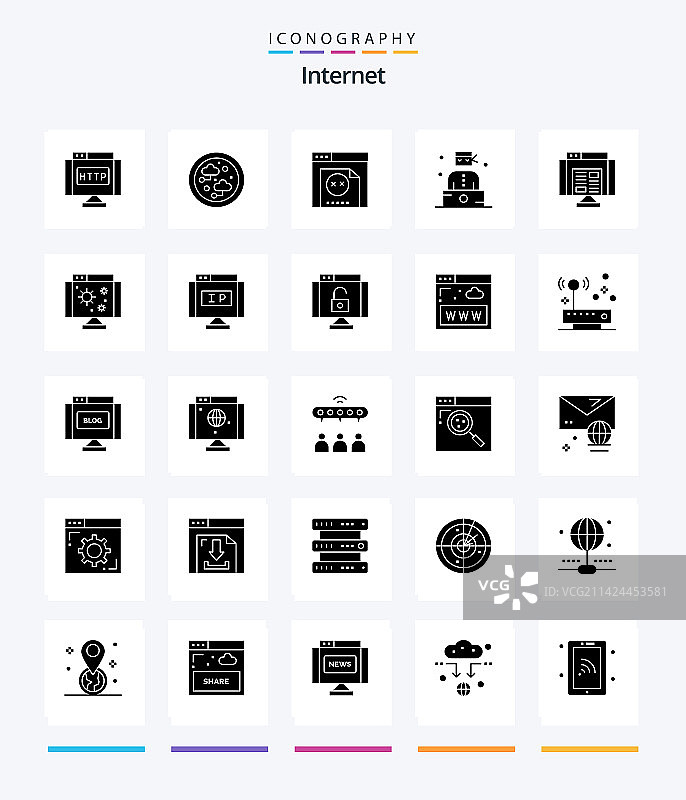 创意互联网25字形黑色图标包图片素材