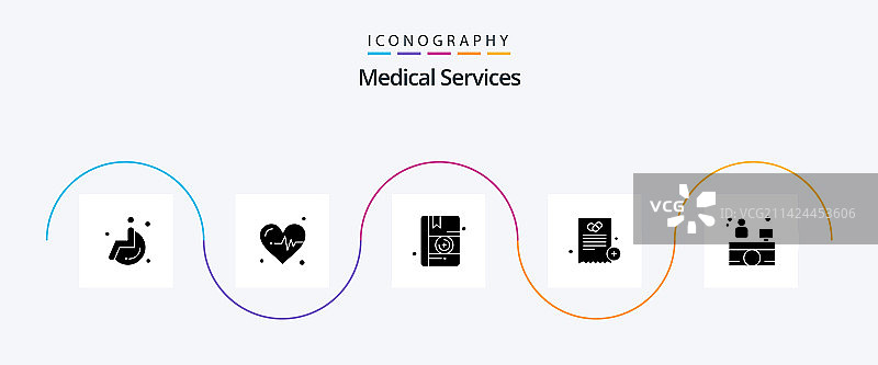 医疗服务5个字形图标包图片素材