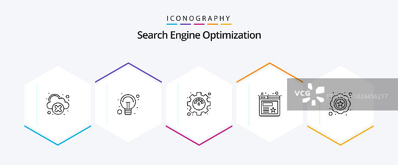 包含评级质量的SEO 25线条图标包图片素材