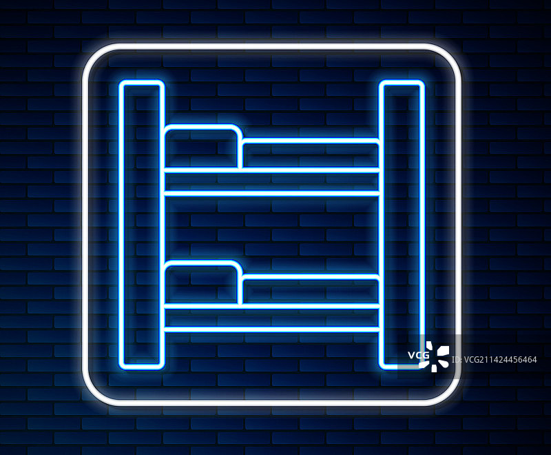 发光霓虹灯酒店房间床图标图片素材