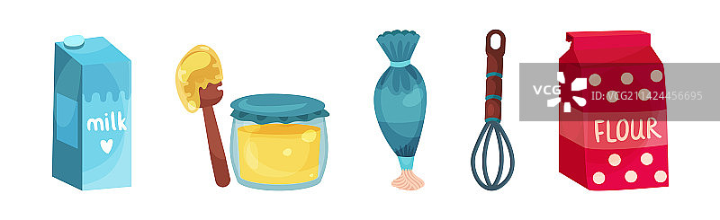 烘焙糕点食材和工具套装图片素材