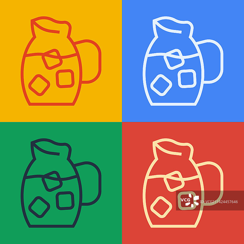 波普艺术风格水壶玻璃杯图标图片素材