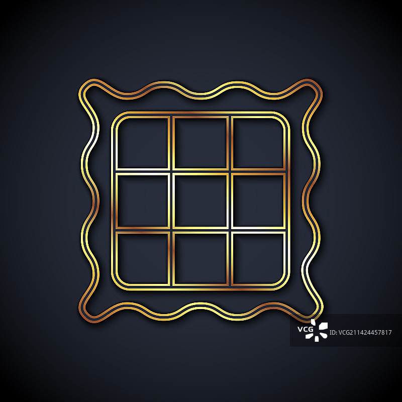 黑色背景上的金色线条格子餐巾图标图片素材