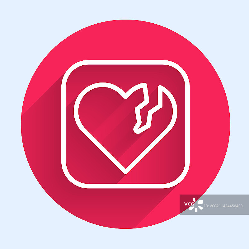 隔离的白色线条破碎的心或离婚图标图片素材