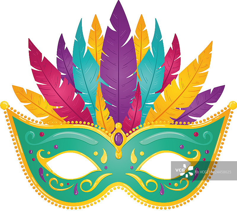 彩色羽毛狂欢节面具图片素材