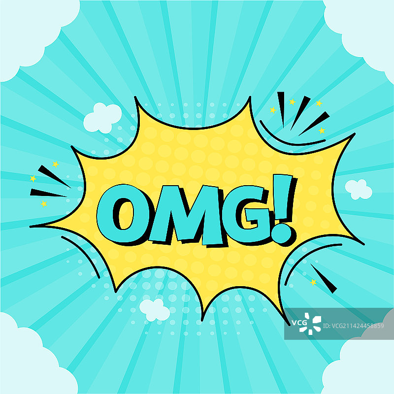 带有OMG文字的漫画对话气泡图片素材