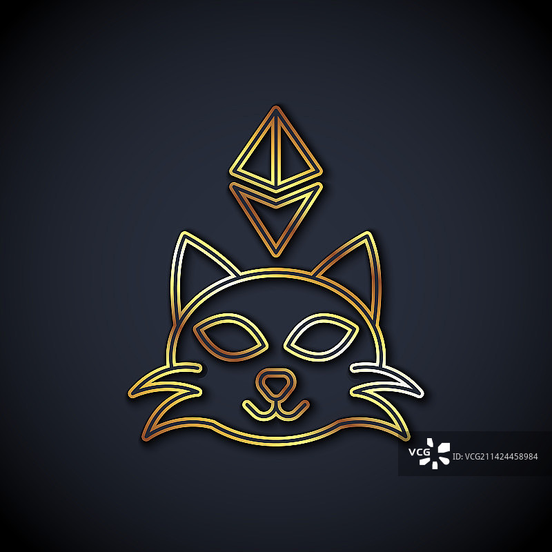 金色线条NFT数字加密艺术图标图片素材