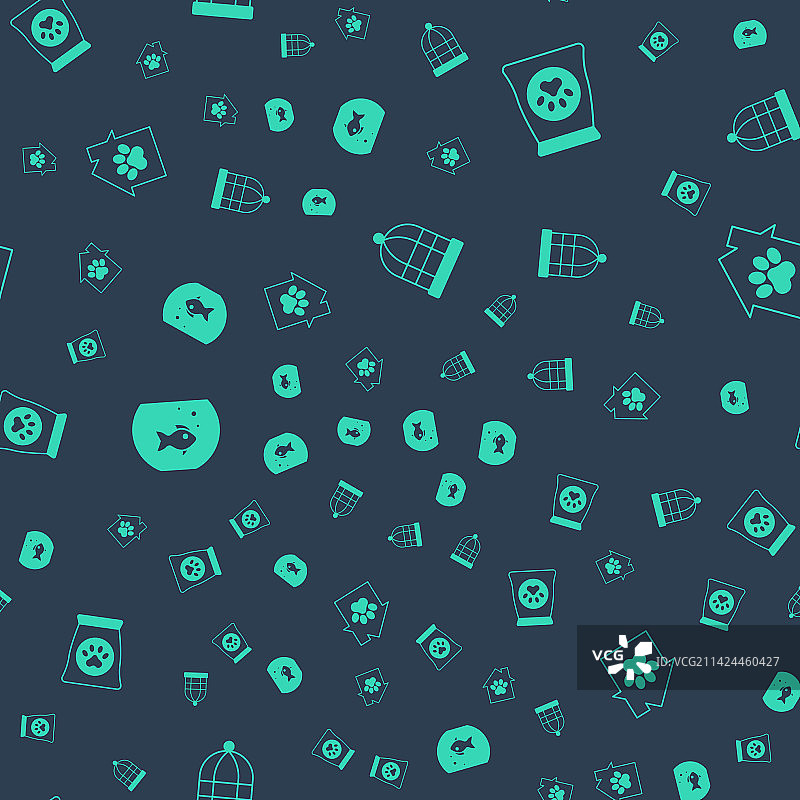 鸟笼、食物袋和宠物水族箱图片素材