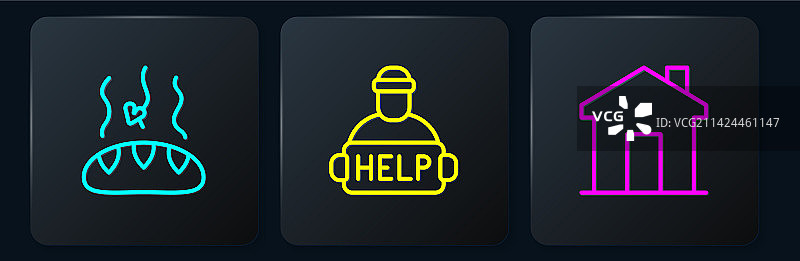 食物房地产捐赠救助线条设计图片素材