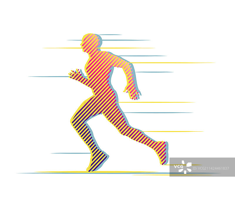 年轻男人在路上跑步图片素材